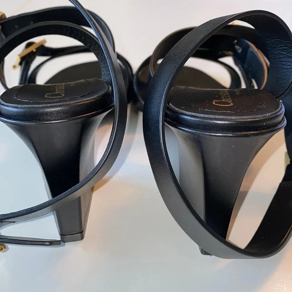 Christian Dior Double D Black Heeled Sandal Sz 37 - Picture 8 of 11